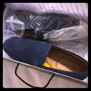 Aldo dark navy blue suede loafers, never worn